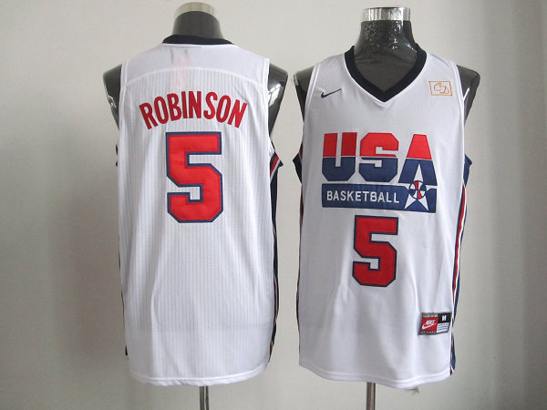  USA 1992 Olympic Dream Team One 5 David Robinson Retro Basketball Jersey